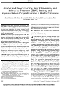 Cover page: Alcohol and Drug Screening, Brief Intervention, and Referral to Treatment (SBIRT) Training and Implementation