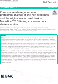 Cover page: Comparative whole-genome and proteomics analyses of the next seed bank and the original master seed bank of MucoRice-CTB 51A line, a rice-based oral cholera vaccine.