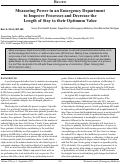 Cover page: Measuring Power in an Emergency Department to Improve Processes and Decrease the Length of Stay Hours to their Optimum Value