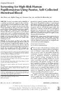 Cover page: Screening for High-Risk Human Papillomavirus Using Passive, Self-Collected Menstrual Blood