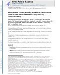 Cover page: Dietary Sodium Content, Mortality, and Risk for Cardiovascular Events in Older Adults: The Health, Aging, and Body Composition (Health ABC) Study