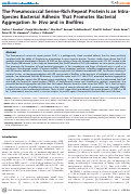 Cover page: The Pneumococcal Serine-Rich Repeat Protein Is an Intra-Species Bacterial Adhesin That Promotes Bacterial Aggregation In Vivo and in Biofilms