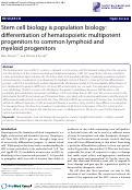 Cover page: Stem cell biology is population biology: differentiation of hematopoietic multipotent progenitors to common lymphoid and myeloid progenitors