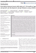 Cover page: Association between breast milk intake at 9–10 months of age and growth and development among Malawian young children