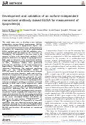 Cover page: Development and validation of an isoform-independent monoclonal antibody–based ELISA for measurement of lipoprotein(a)