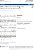 Cover page: 2022 Update to state of the journal of patient-reported outcomes