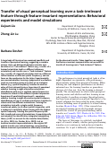 Cover page: Transfer of visual perceptual learning over a task-irrelevant feature through feature-invariant representations: Behavioral experiments and model simulations.