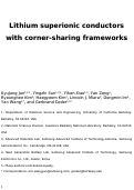 Cover page: Lithium superionic conductors with corner-sharing frameworks.