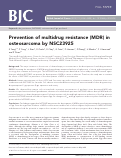 Cover page: Prevention of multidrug resistance (MDR) in osteosarcoma by NSC23925