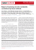 Cover page: Reply to: Examining microbe-metabolite correlations by linear methods.