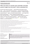 Cover page: What is the effect of a decision aid in potentially vulnerable parents? Insights from the head CT choice randomized trial