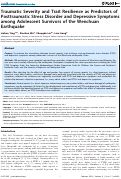 Cover page: Trauma Severity and Control Beliefs as Predictors of Posttraumatic Growth Among Adolescent Survivors of the Wenchuan Earthquake