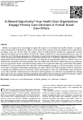 Cover page: A Missed Opportunity? How Health Care Organizations Engage Primary Care Clinicians in Formal Social Care Efforts