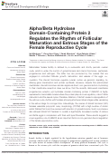 Cover page: Alpha/Beta Hydrolase Domain-Containing Protein 2 Regulates the Rhythm of Follicular Maturation and Estrous Stages of the Female Reproductive Cycle.