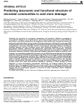 Cover page: Predicting taxonomic and functional structure of microbial communities in acid mine drainage