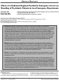 Cover page: Effect of a Regional Dedicated Psychiatric Emergency Service on Boarding and Hospitalization of Psychiatric Patients in Area Emergency Departments