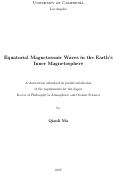 Cover page: Equatorial Magnetosonic Waves in the Earth's Inner Magnetosphere