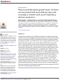 Cover page: Plasma total fibroblast growth factor 23 levels are associated with acute kidney injury and mortality in children with acute respiratory distress syndrome.