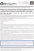 Cover page: Differences in the Experience of Caregiving Between Spouse and Adult Child Caregivers in Dementia With Lewy Bodies