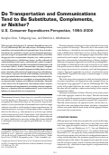 Cover page: Do Transportation and Communications Tend to Be Substitutes, Complements, or Neither? U.S. Consumer Expenditures Perspective, 1984-2002