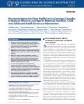 Cover page: Recommendations for Using Health Service Coverage Cascades to Measure Effective Coverage for Maternal, Newborn, Child, and Adolescent Health Services or Interventions