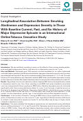 Cover page: Longitudinal Association Between Smoking Abstinence and Depression Severity in Those With Baseline Current, Past, and No History of Major Depressive Episode in an International Online Tobacco Cessation Study.