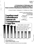 Cover page: A Comparison of Estimated and Background Subsidence Rates in Texas-Louisiana Geopressured Geothermal Areas