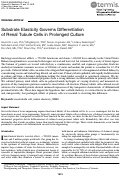 Cover page: Substrate Elasticity Governs Differentiation of Renal Tubule Cells in Prolonged Culture
