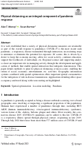 Cover page: Physical distancing as an integral component of pandemic response