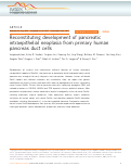 Cover page: Reconstituting development of pancreatic intraepithelial neoplasia from primary human pancreas duct cells