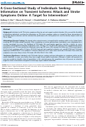 Cover page: A cross-sectional study of individuals seeking information on transient ischemic attack and stroke symptoms online: a target for intervention?