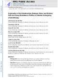 Cover page: Exploration of the Relationships Between Stress and Distinct Pain and Sleep Disturbance Profiles in Patients Undergoing Chemotherapy.