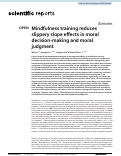 Cover page: Mindfulness training reduces slippery slope effects in moral decision-making and moral judgment