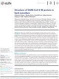 Cover page: Structure of SARS-CoV-2 M protein in lipid nanodiscs