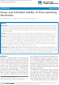 Cover page: Group and Individual Stability of Three Parenting Dimensions