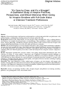 Cover page: “It's Case by Case, and It's a Struggle”: A Qualitative Study of Hospice Practices, Perspectives, and Ethical Dilemmas When Caring for Hospice Enrollees with Full-Code Status or Intensive Treatment Preferences