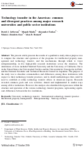 Cover page: Technology transfer in the Americas: common and divergent practices among major research universities and public sector institutions