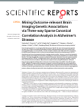 Cover page: Mining Outcome-relevant Brain Imaging Genetic Associations via Three-way Sparse Canonical Correlation Analysis in Alzheimer’s Disease