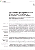 Cover page: Veterinarians and Humane Endings: When Is It the Right Time to Euthanize a Companion Animal?