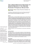 Cover page: The Lateral Habenula Is Necessary for Maternal Behavior in the Naturally Parturient Primiparous Mouse Dam.