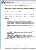 Cover page: Community capacity for cancer control collaboration: Weaving an Islander Network for Cancer Awareness, Research and Training for Pacific Islanders in Southern California