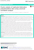 Cover page: Cluster analysis of replicated alternative polyadenylation data using canonical correlation analysis.