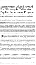 Cover page: Measurement Of And Reward For Efficiency In California's Pay-For-Performance Program