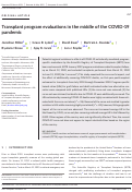 Cover page: Transplant program evaluations in the middle of the COVID-19 pandemic