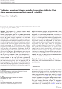 Cover page: Validating a regional climate model’s downscaling ability for East Asian summer monsoonal interannual variability