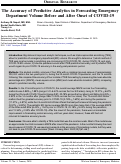 Cover page: The Accuracy of Predictive Analytics in Forecasting Emergency Department Volume Before and After Onset of COVID-19