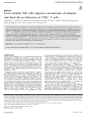 Cover page: Liver-resident NK cells suppress autoimmune cholangitis and limit the proliferation of CD4+ T cells