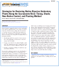 Cover page: Strategies for Restoring Native Riparian Understory Plants Along the Sacramento River: Timing, Shade, Non-Native Control, and Planting Method