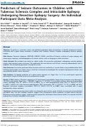 Cover page: Predictors of Seizure Outcomes in Children with Tuberous Sclerosis Complex and Intractable Epilepsy Undergoing Resective Epilepsy Surgery: An Individual Participant Data Meta-Analysis