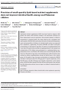 Cover page: Provision of small‐quantity lipid‐based nutrient supplements does not improve intestinal health among rural Malawian children